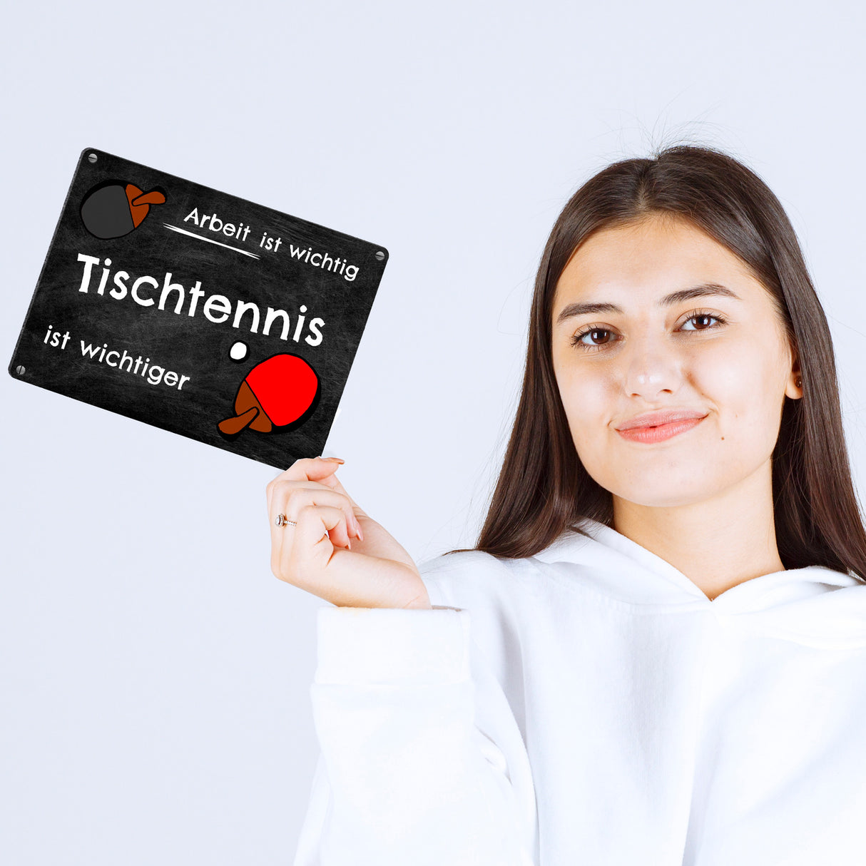 Tischtennis Metallschild - Arbeit ist wichtig Tischtennis ist wichtiger