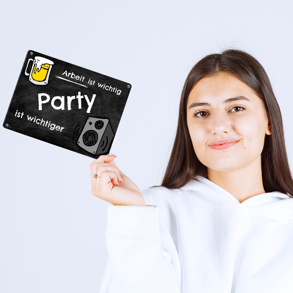 Party Metallschild - Arbeit ist wichtig Party ist wichtiger