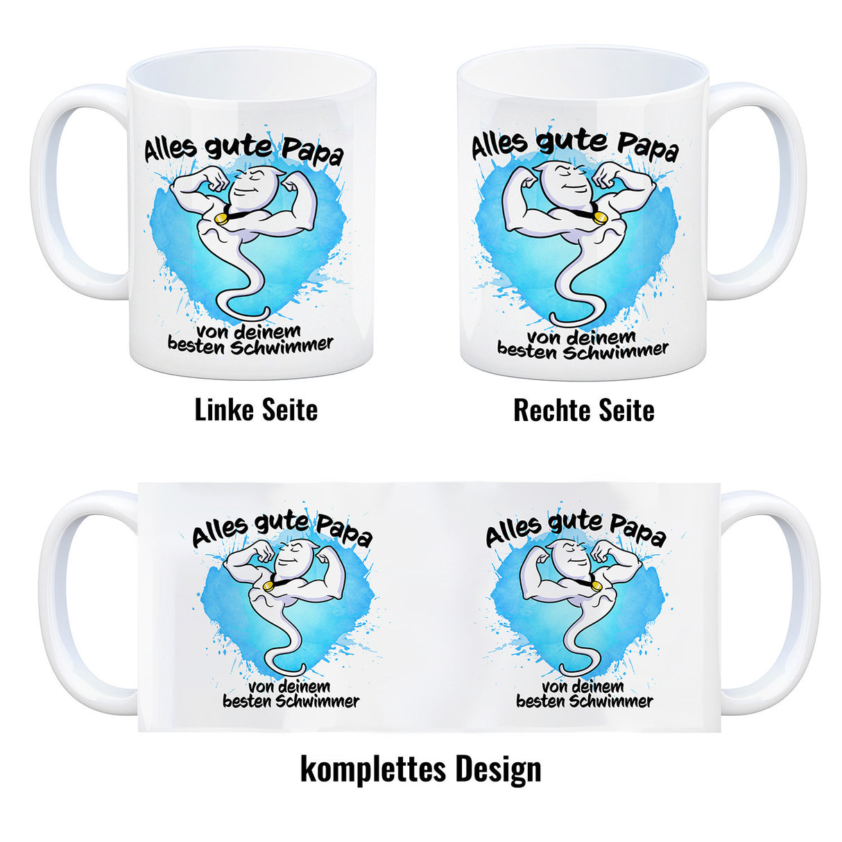 Papas bester Schwimmer Kaffeebecher mit Samen Illustration
