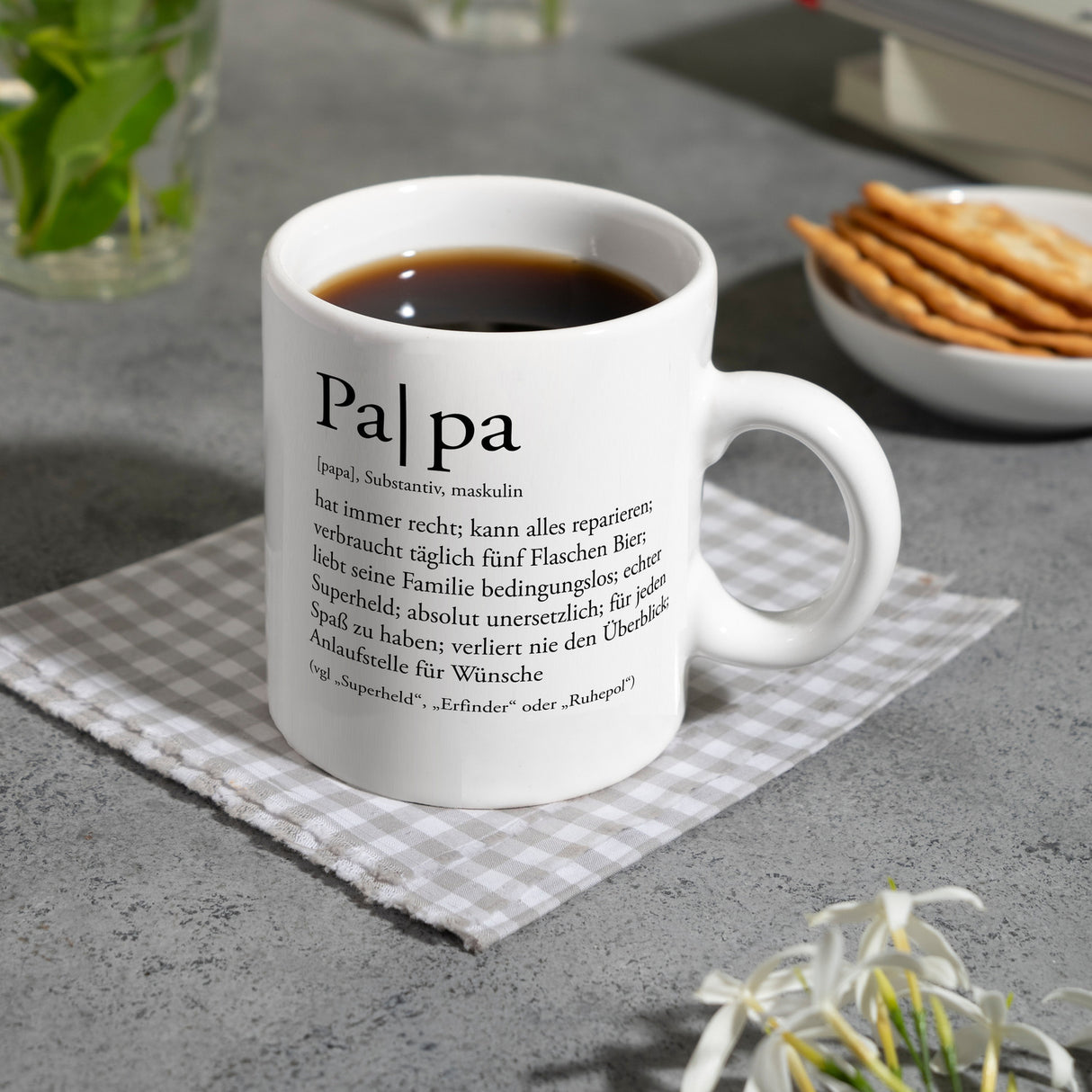 Papa Kaffeebecher mit lustiger Worterklärung