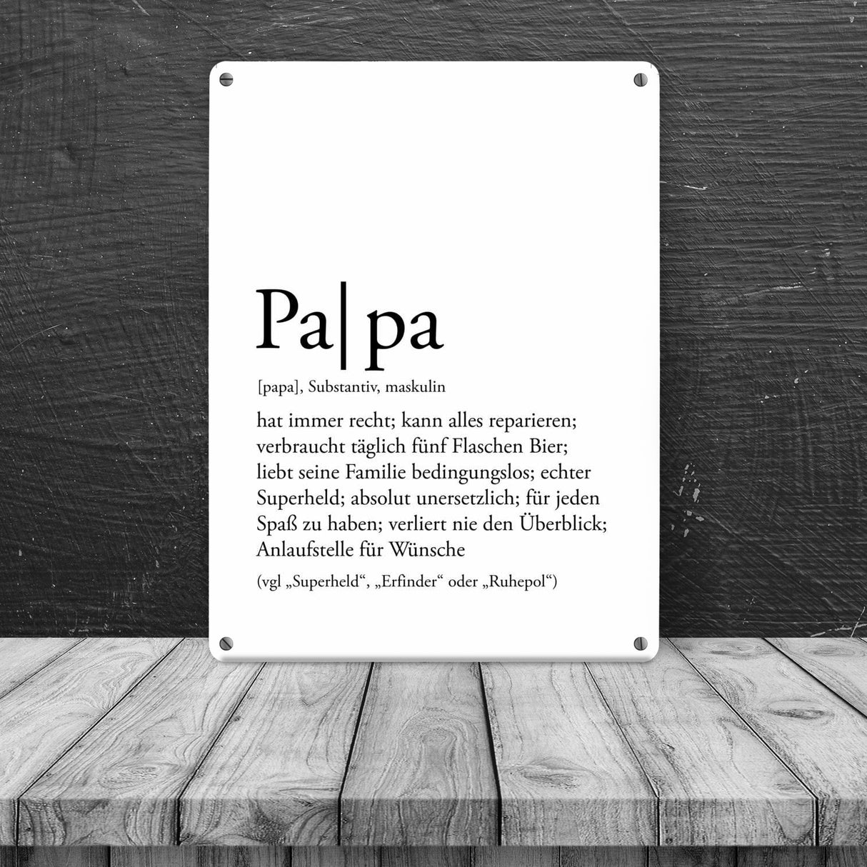 Papa Metallschild mit lustiger Worterklärung