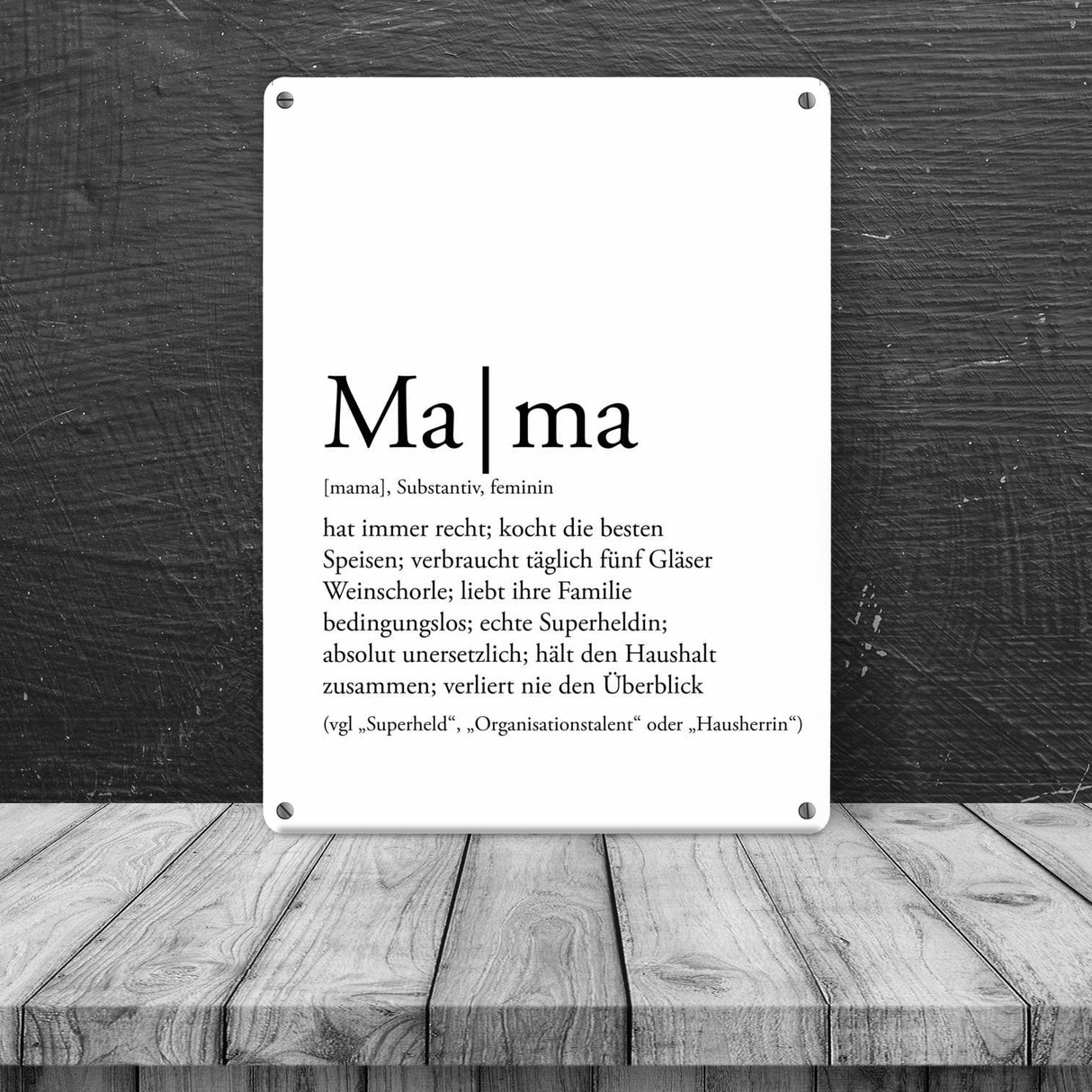 Mama Metallschild mit lustiger Worterklärung