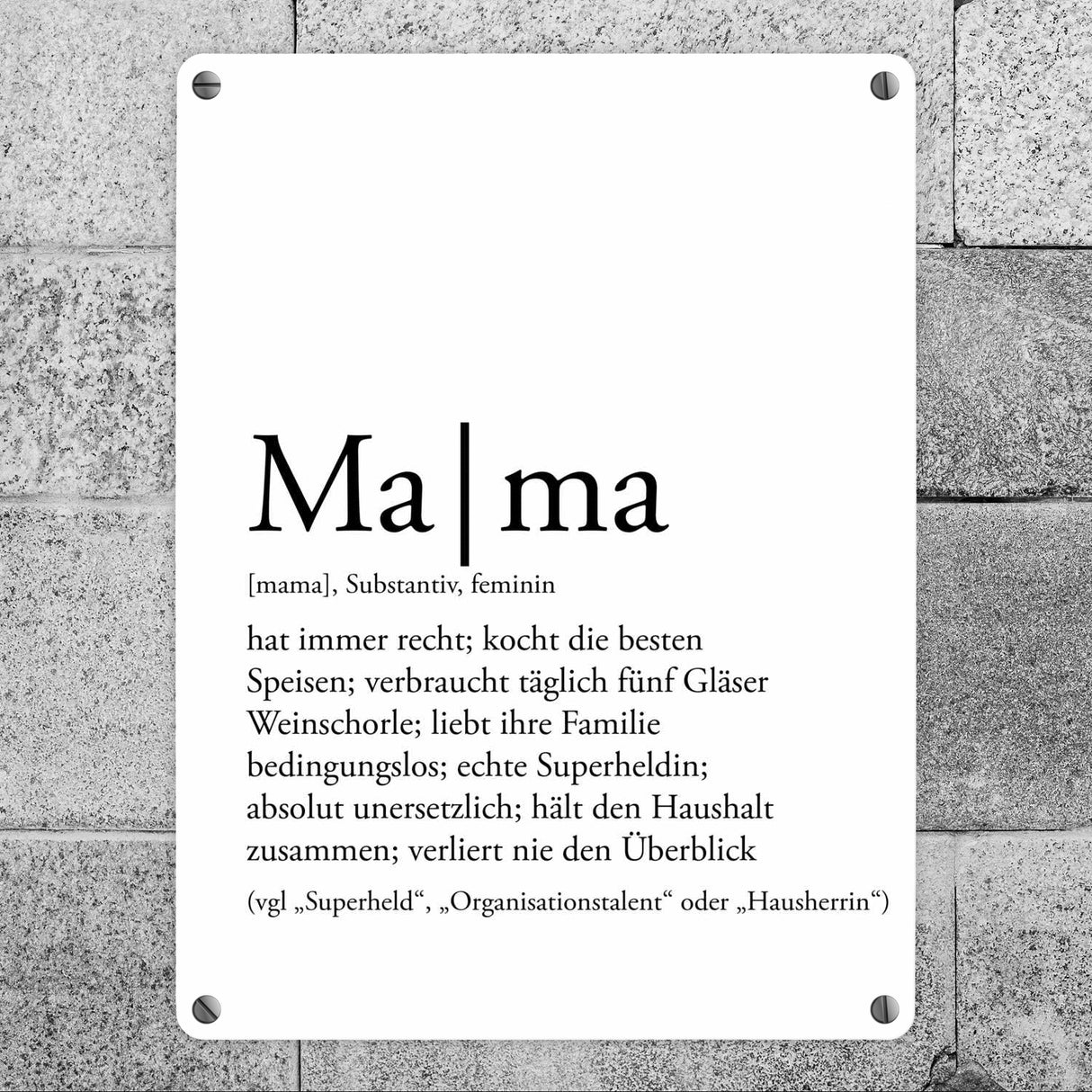 Mama Metallschild mit lustiger Worterklärung