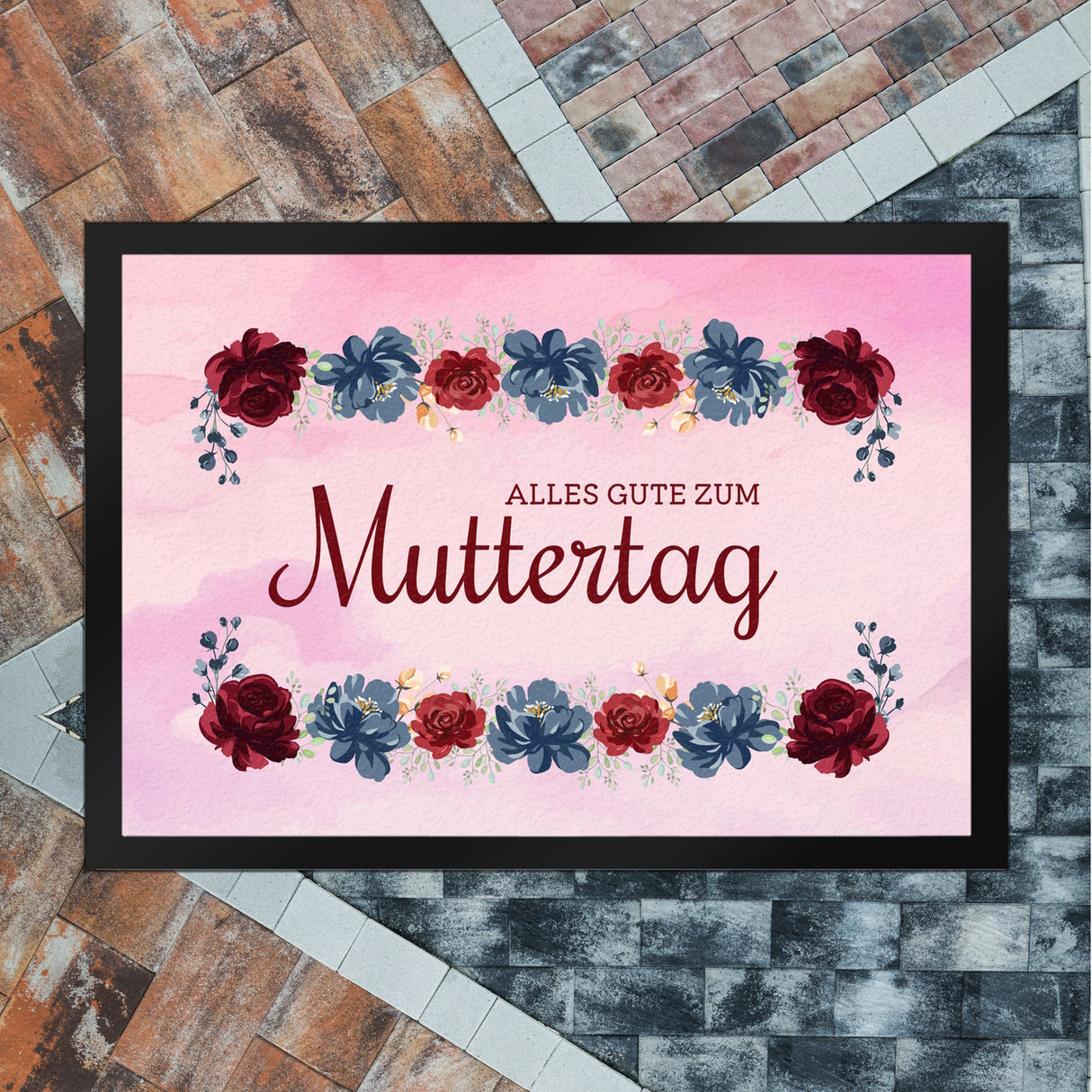 Muttertag Fussmatte mit Blumengruß und besten Wünschen