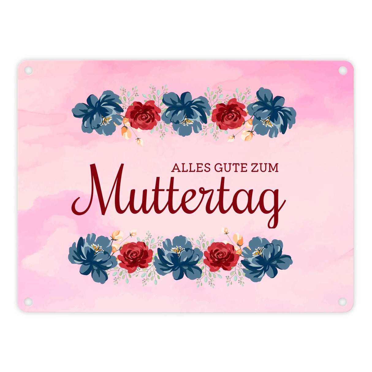 Muttertag Schild mit Blumengruß und besten Wünschen