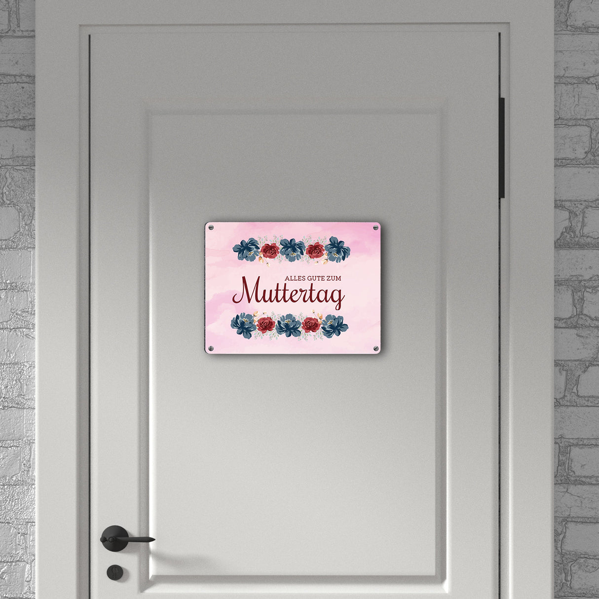 Muttertag Schild mit Blumengruß und besten Wünschen