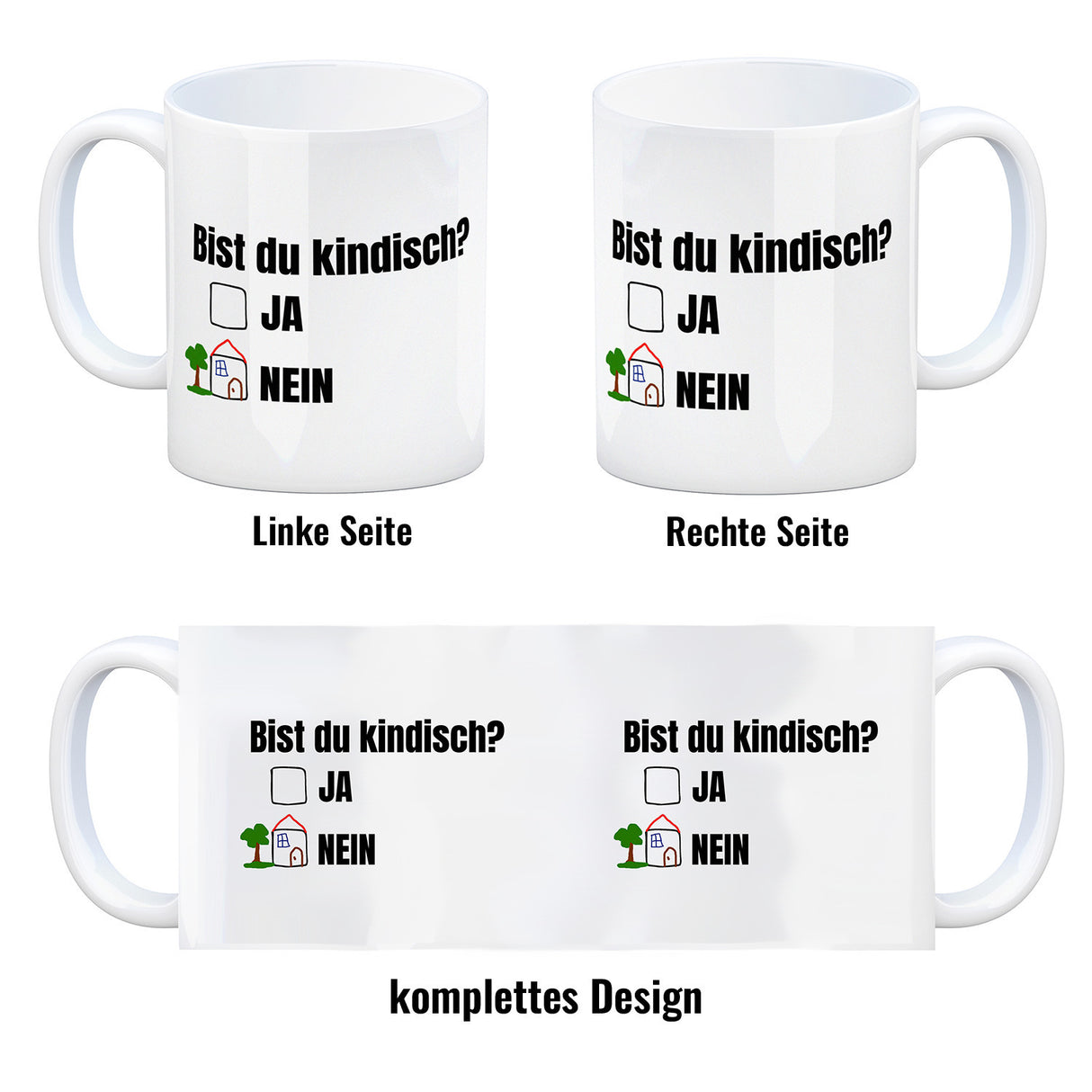 Kaffeebecher Bist du kindisch mit Häuschen - Tasse