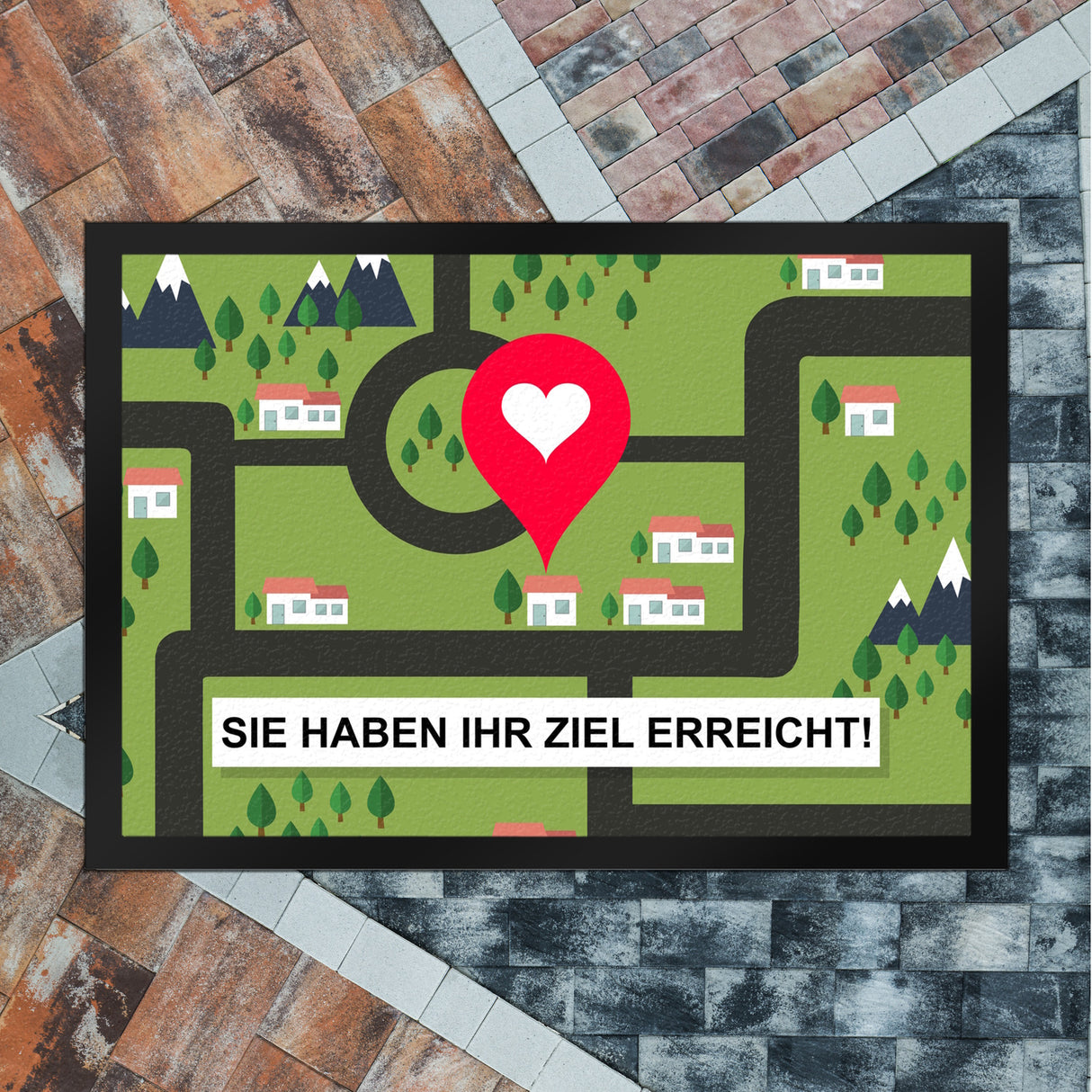 Sie haben ihr Ziel erreicht - dekorative Fußmatte im Kartenlook