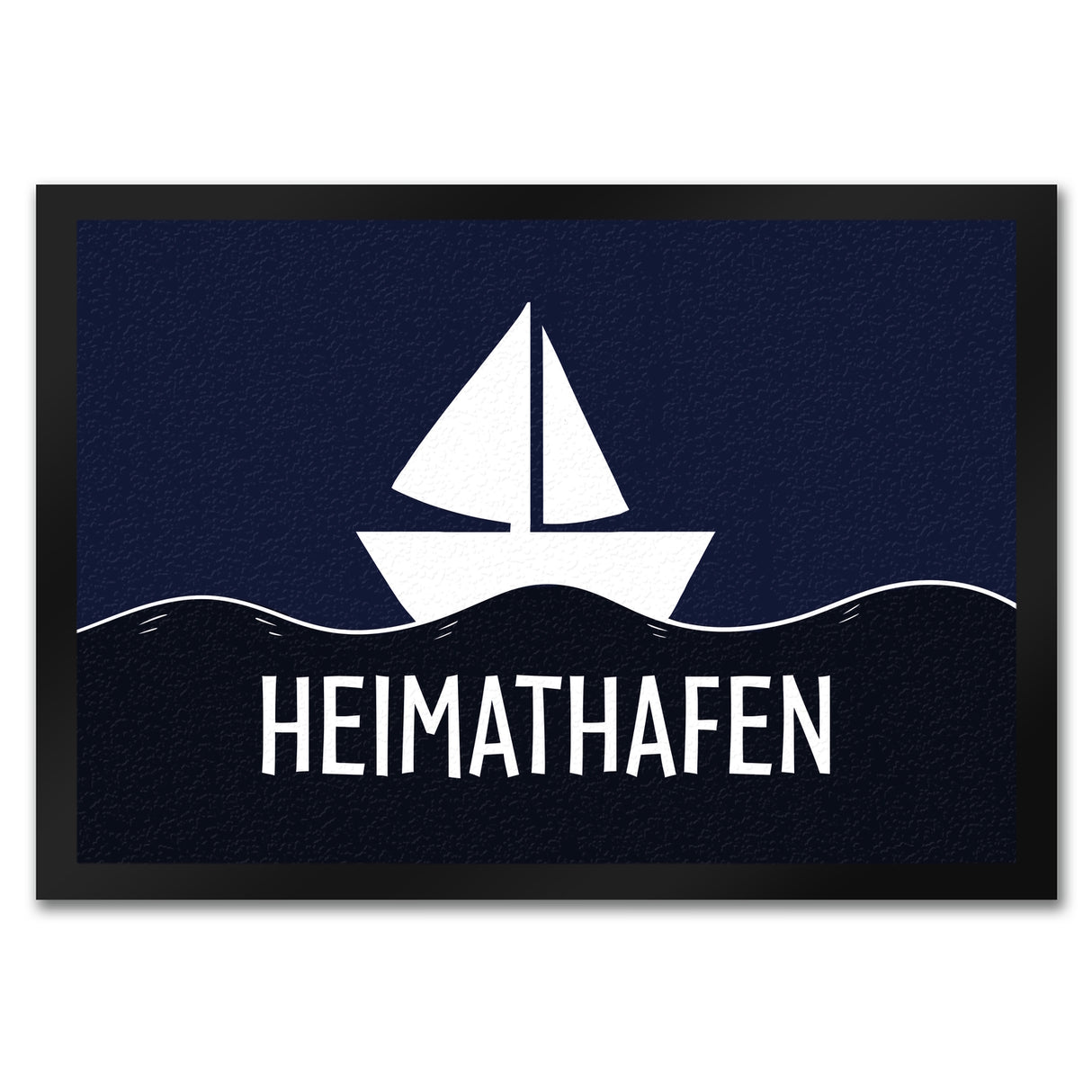 Heimathafen Fußmatte mit Schiff und Meeresmotiv