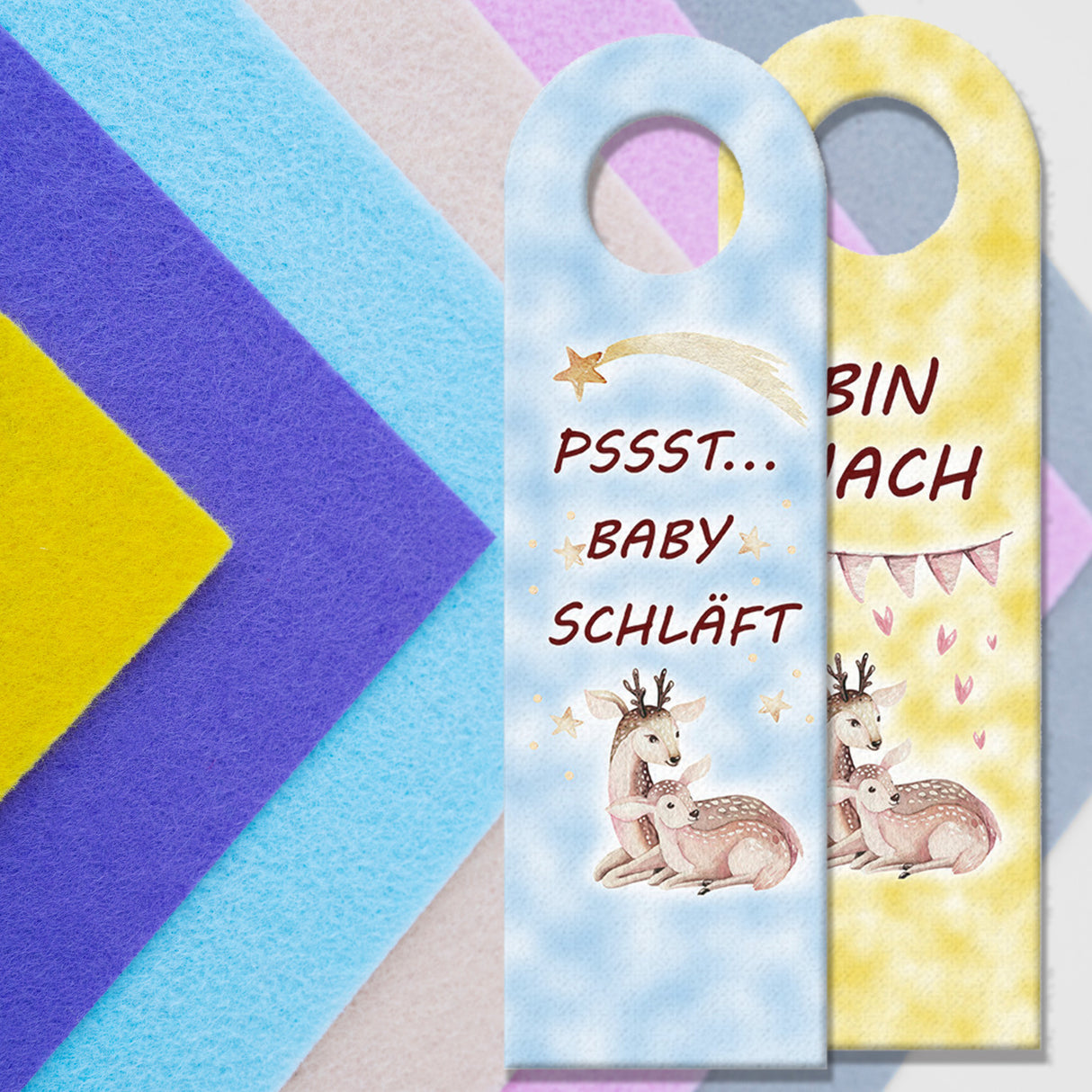 Reh Mama und Rehkitz Türhänger - Baby schläft oder ist wach