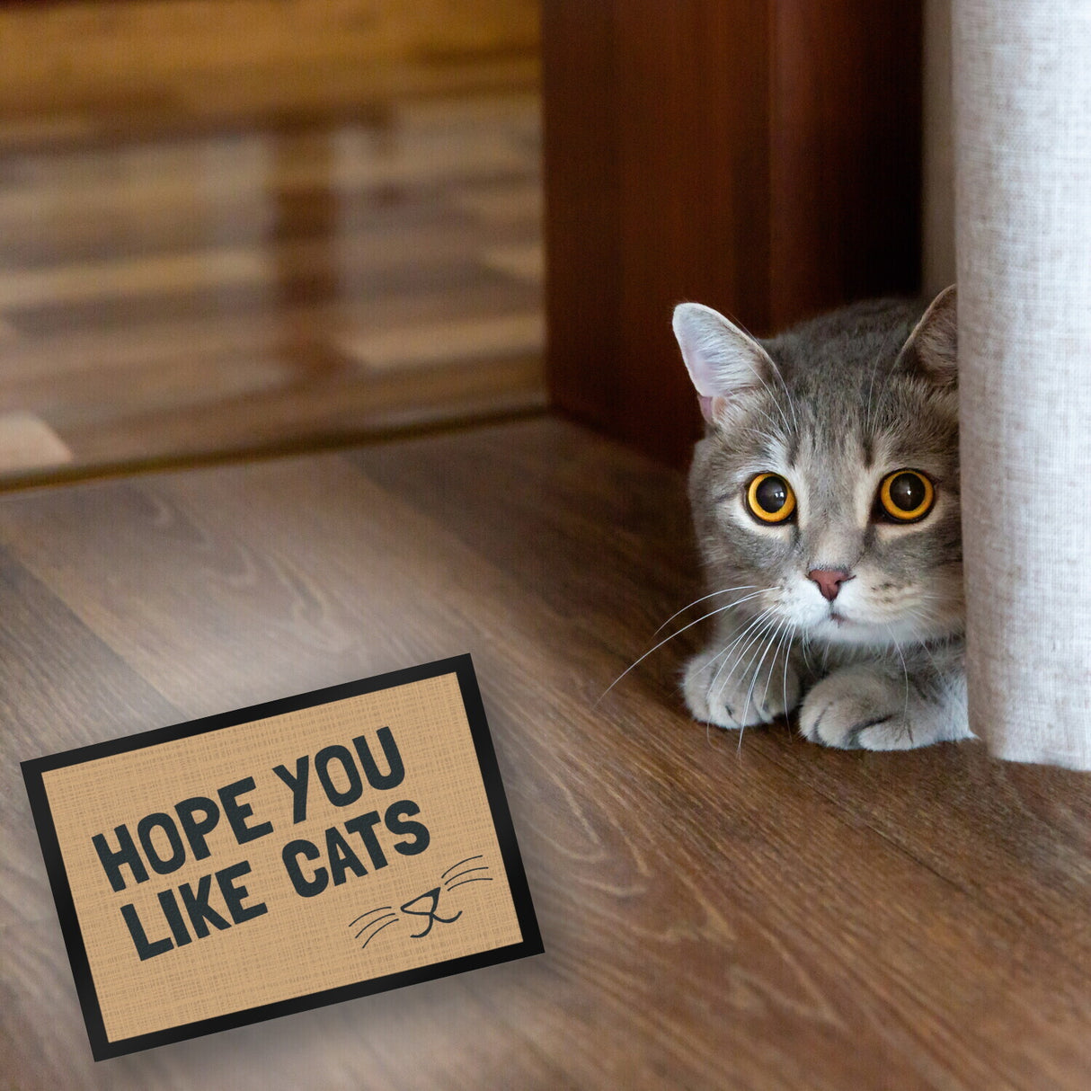 Fußmatte Hope you like cats mit Katzengesicht - Türmatte Kater Haustier