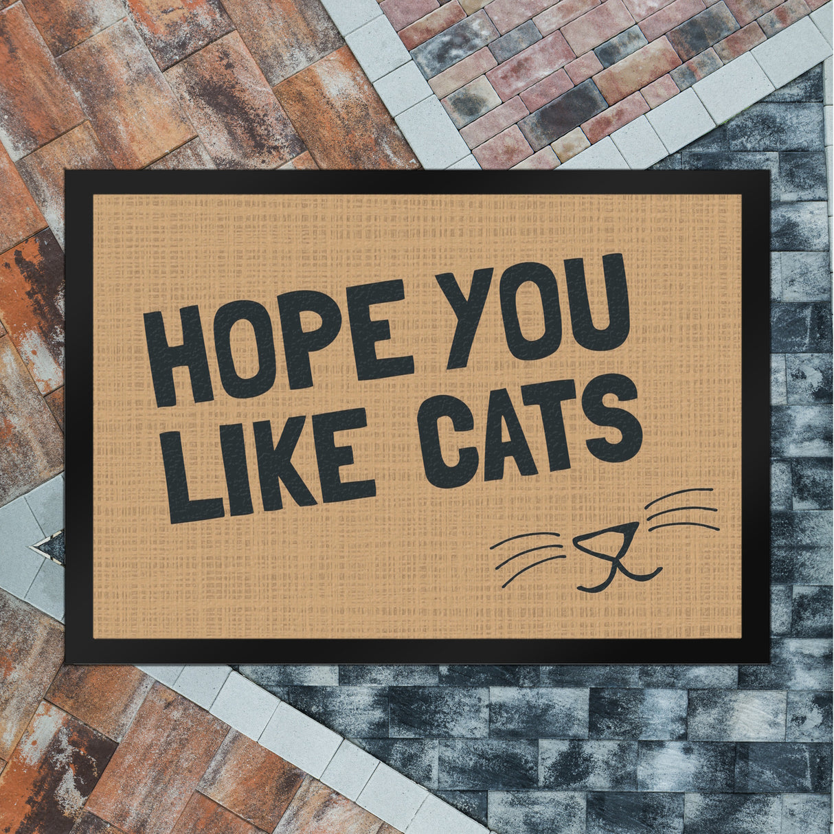 Fußmatte Hope you like cats mit Katzengesicht - Türmatte Kater Haustier