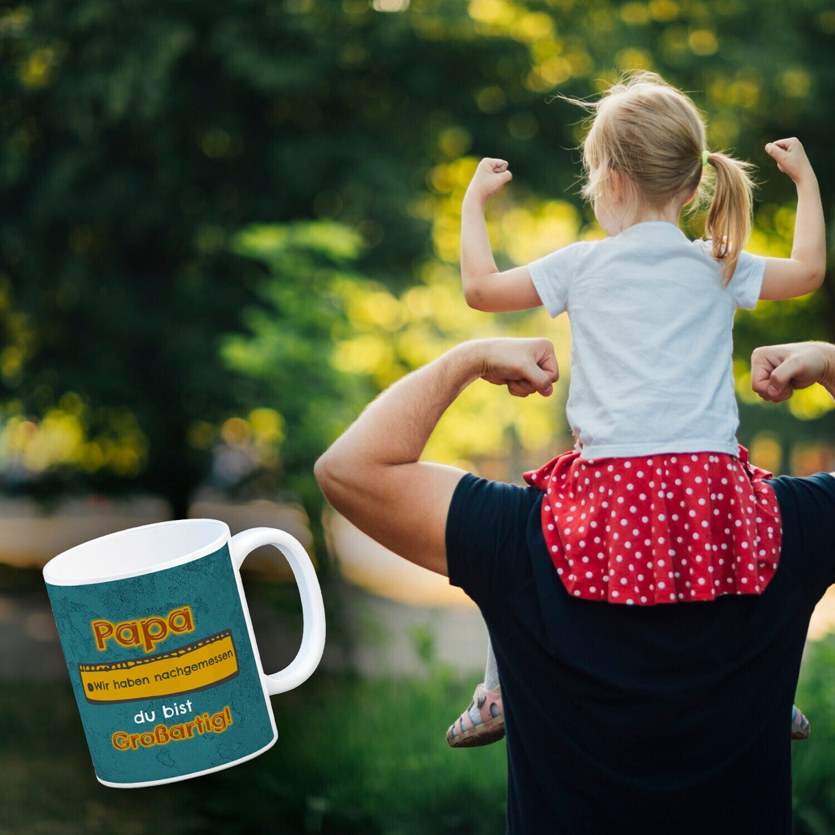 Kaffeebecher Papa du bist großartig - Meterstab Vatertag Geschenk