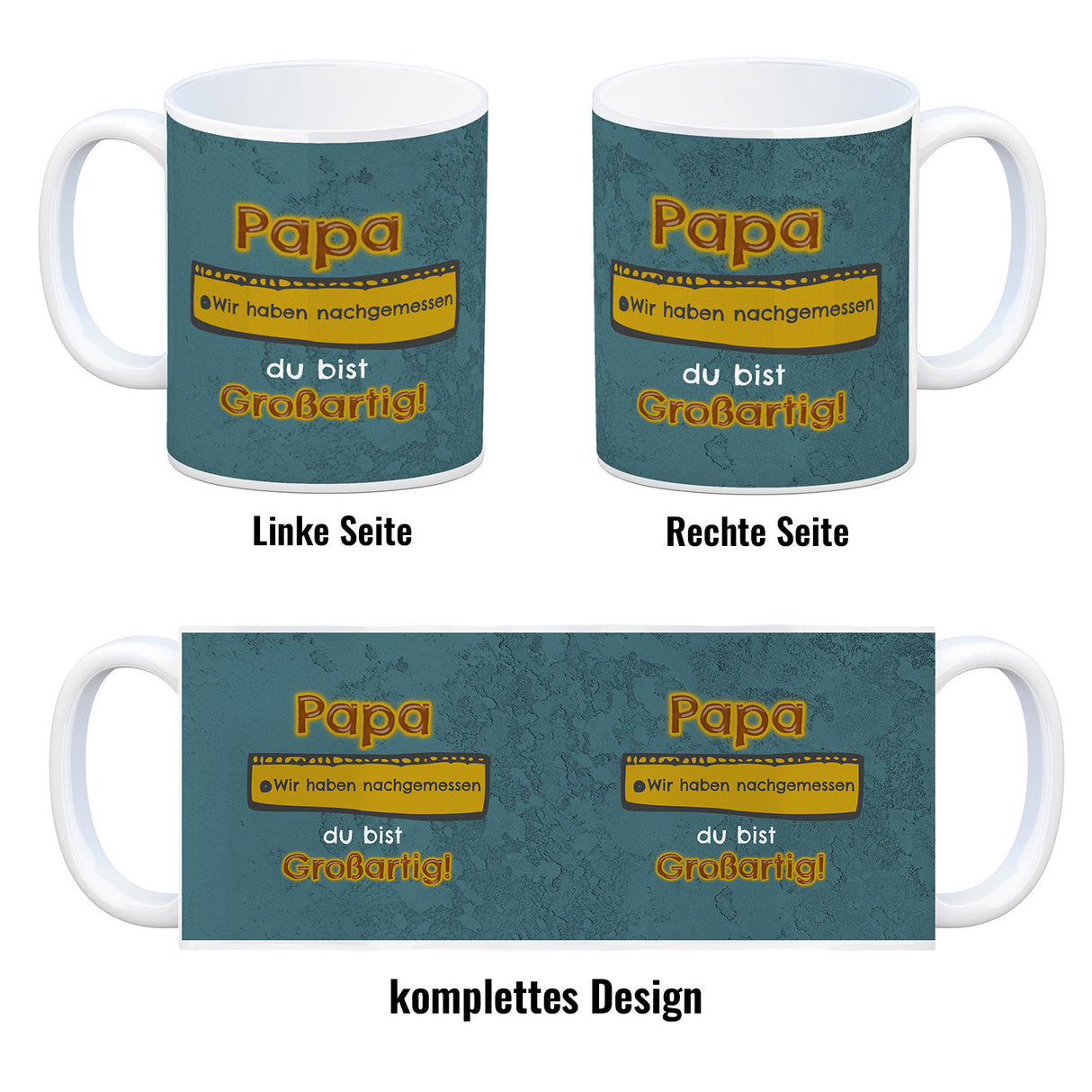 Kaffeebecher Papa du bist großartig - Meterstab Vatertag Geschenk