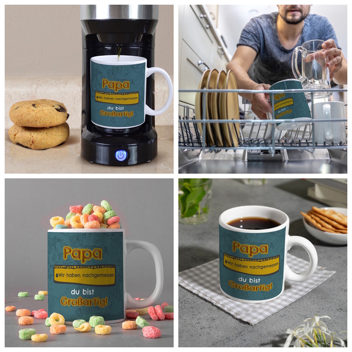 Kaffeebecher Papa du bist großartig - Meterstab Vatertag Geschenk