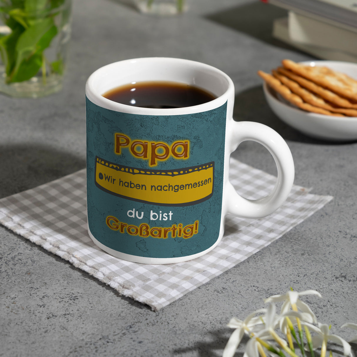Kaffeebecher Papa du bist großartig - Meterstab Vatertag Geschenk