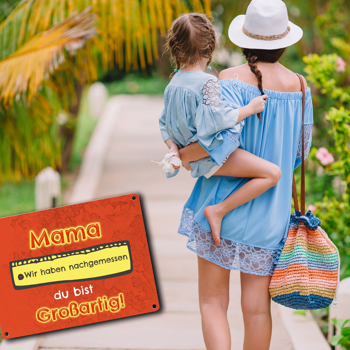 Metallschild Mama du bist großartig - Meterstab Muttertag Geschenk
