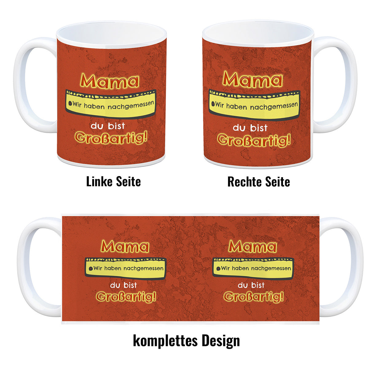 Kaffeebecher Mama du bist großartig - Meterstab Muttertag Geschenk