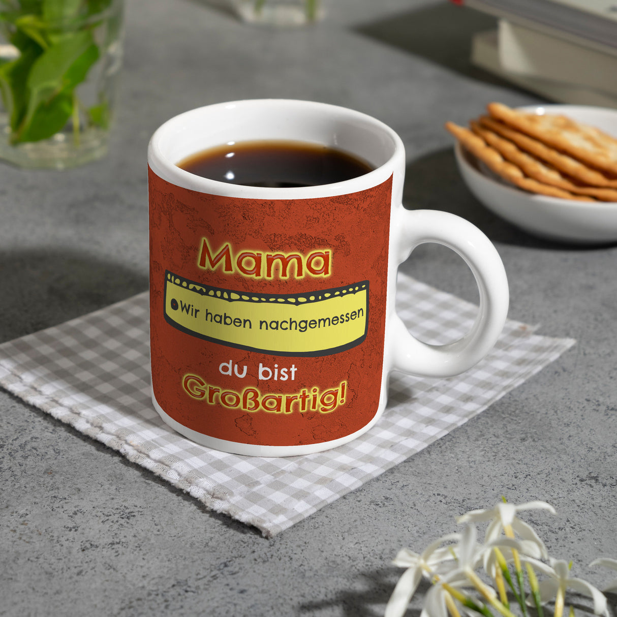 Kaffeebecher Mama du bist großartig - Meterstab Muttertag Geschenk