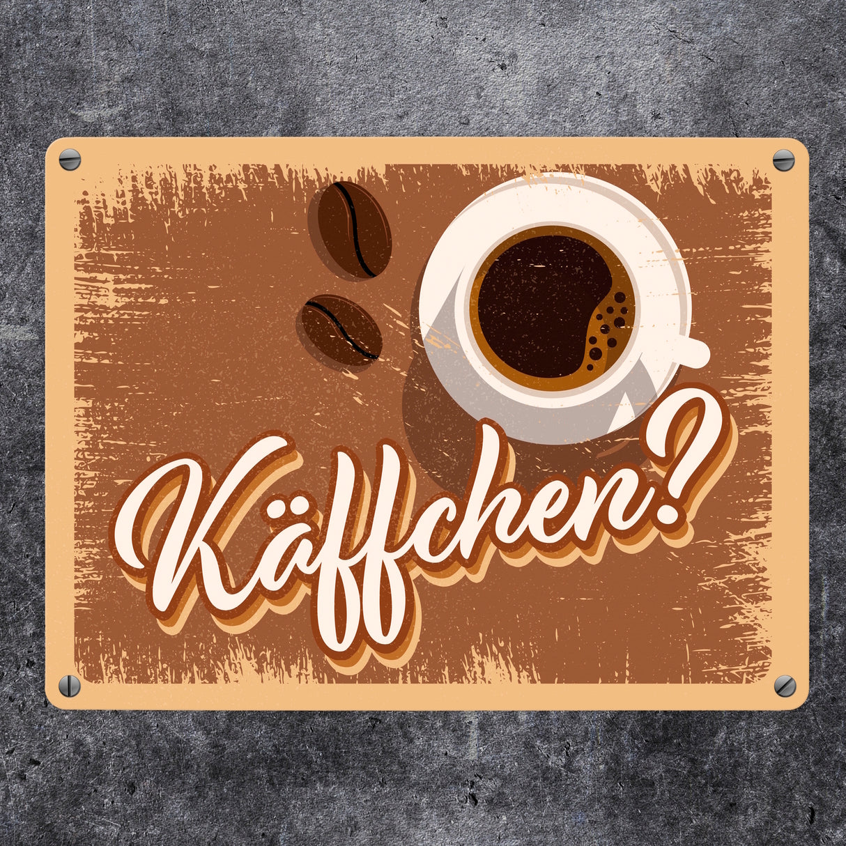 Käffchen? Metallschild im trendigen Retrolook mit Kaffee-Motiv