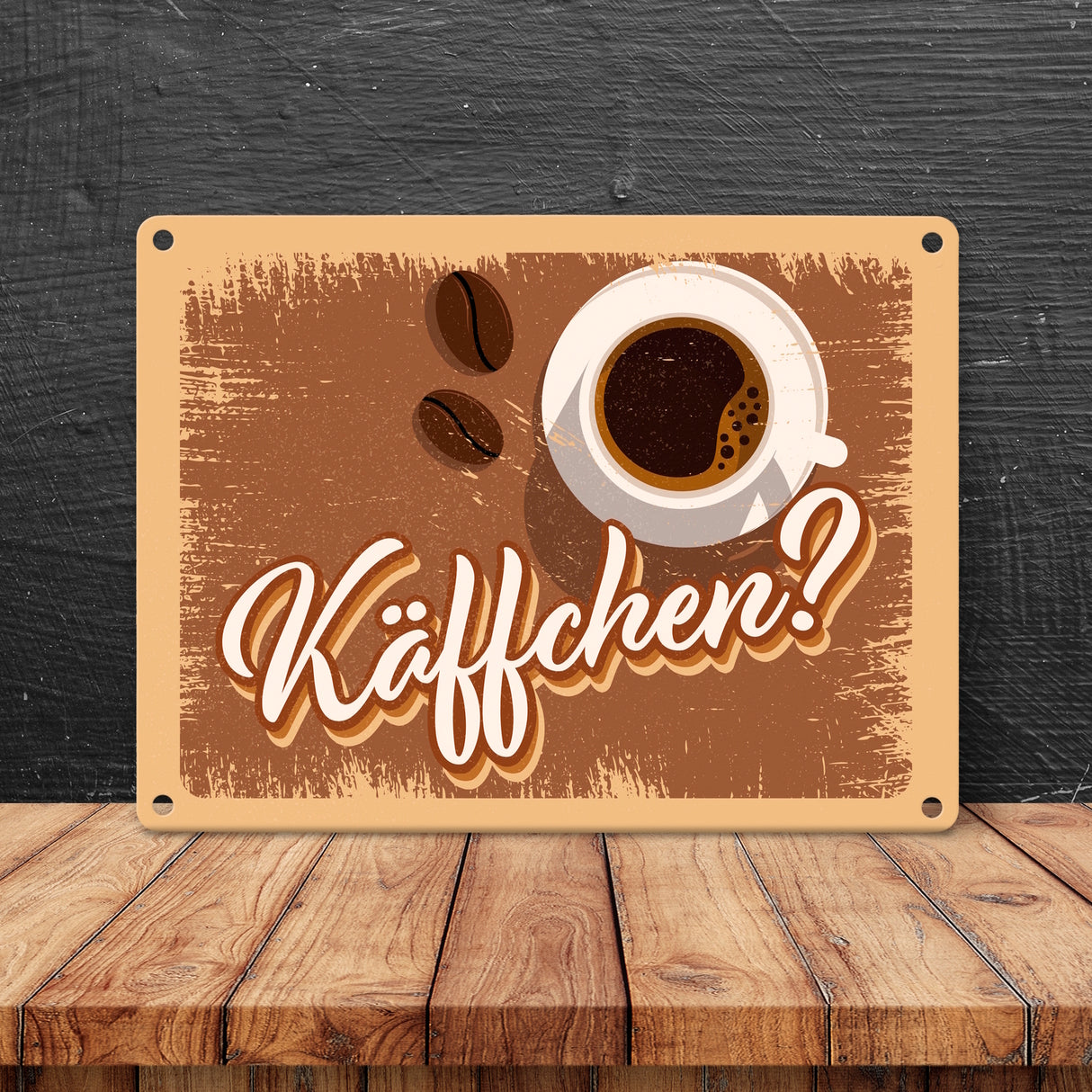 Käffchen? Metallschild im trendigen Retrolook mit Kaffee-Motiv