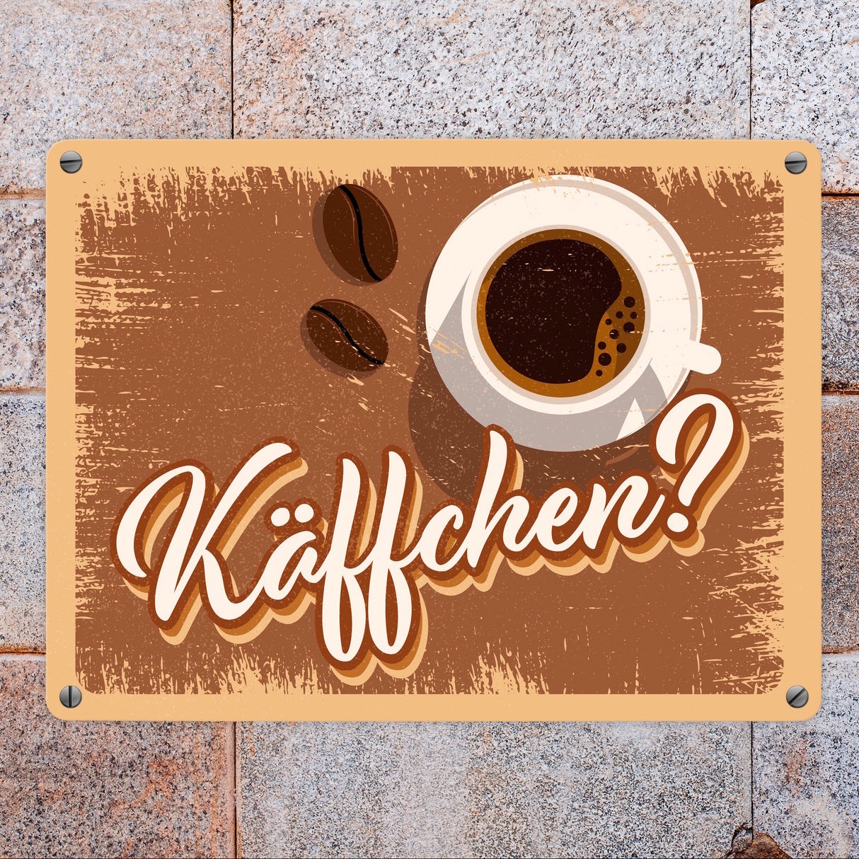 Käffchen? Metallschild im trendigen Retrolook mit Kaffee-Motiv