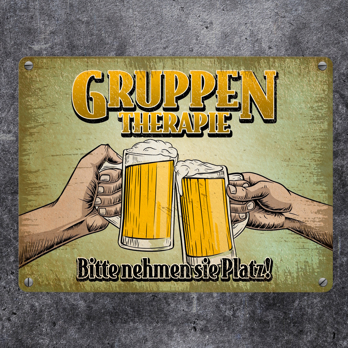 Gruppentherapie Bier Metallschild im trendigen Retrolook