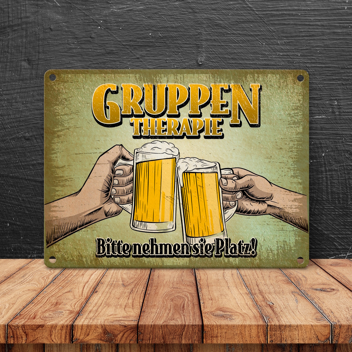 Gruppentherapie Bier Metallschild im trendigen Retrolook