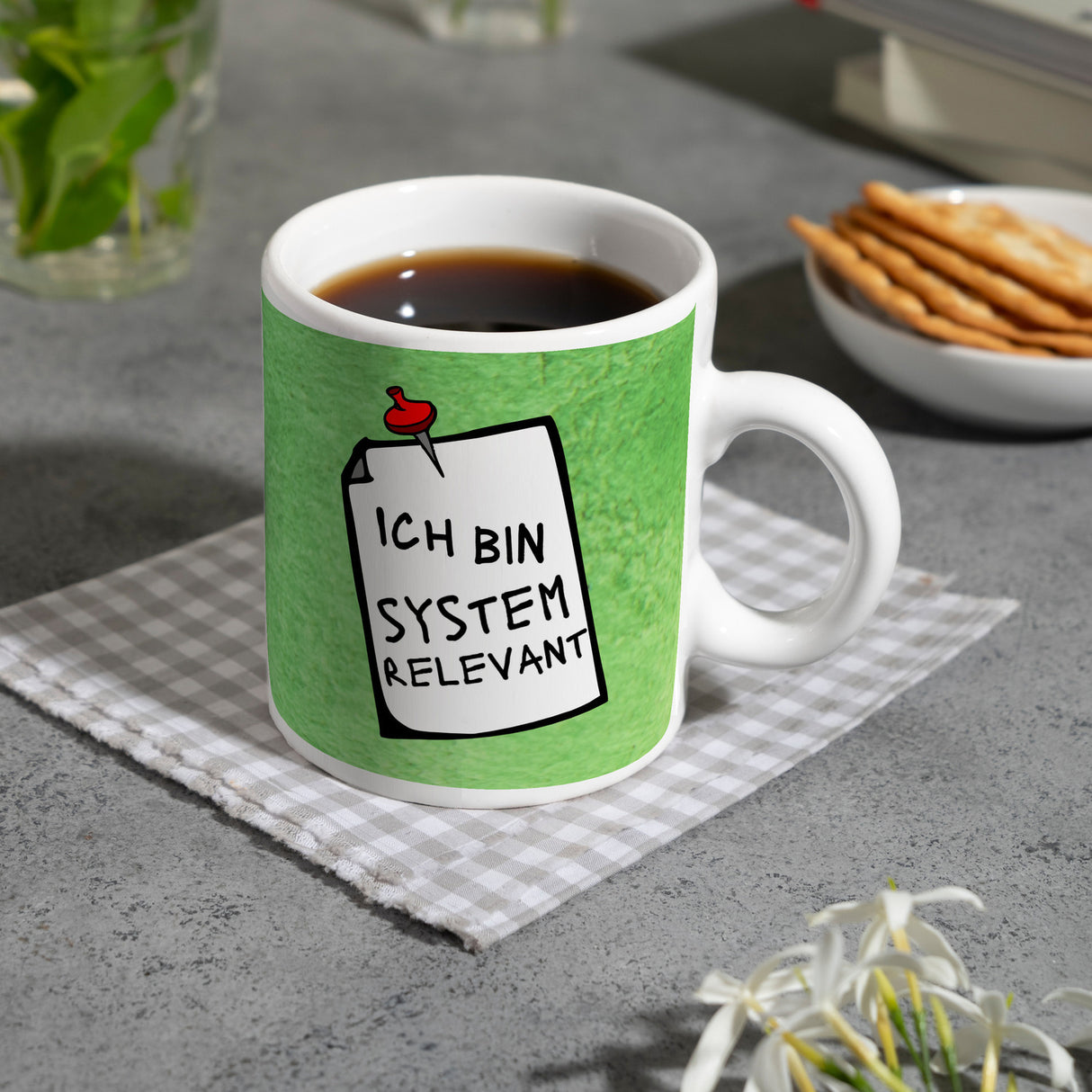 Kaffeebecher mit Spruch - Ich bin systemrelevant Arbeit Lustig Virus Krise
