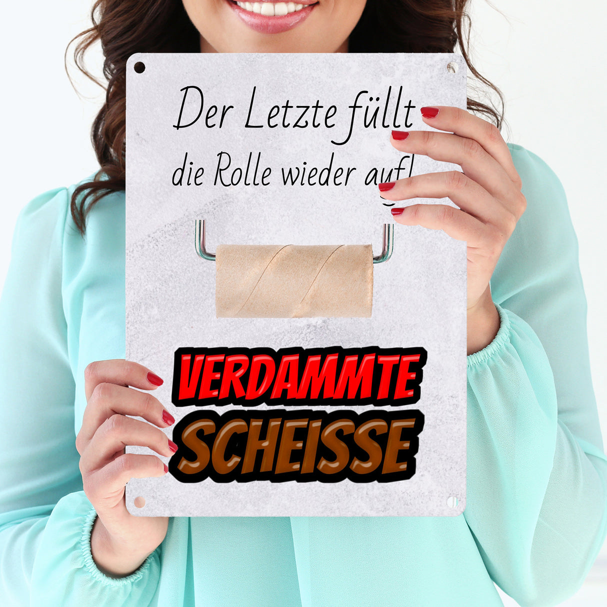 Klorolle auffüllen Toilettenregel Metallschild - Gehört in jedes WC