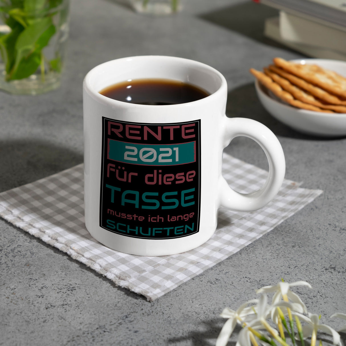Rente 2021 Kaffeebecher - dafür musste ich lange arbeiten - Vintage Tasse bedruckt