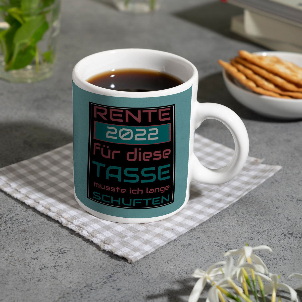 Rente 2022 Kaffeebecher - dafür musste ich lange arbeiten - Vintage Tasse bedruckt