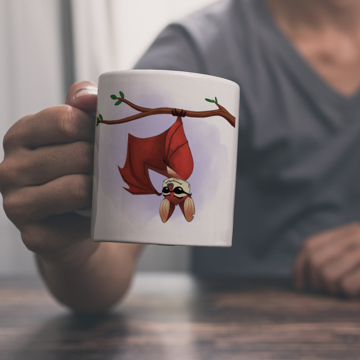 Ich liebe es abzuhängen Kaffeebecher mit lustiger Fledermaus
