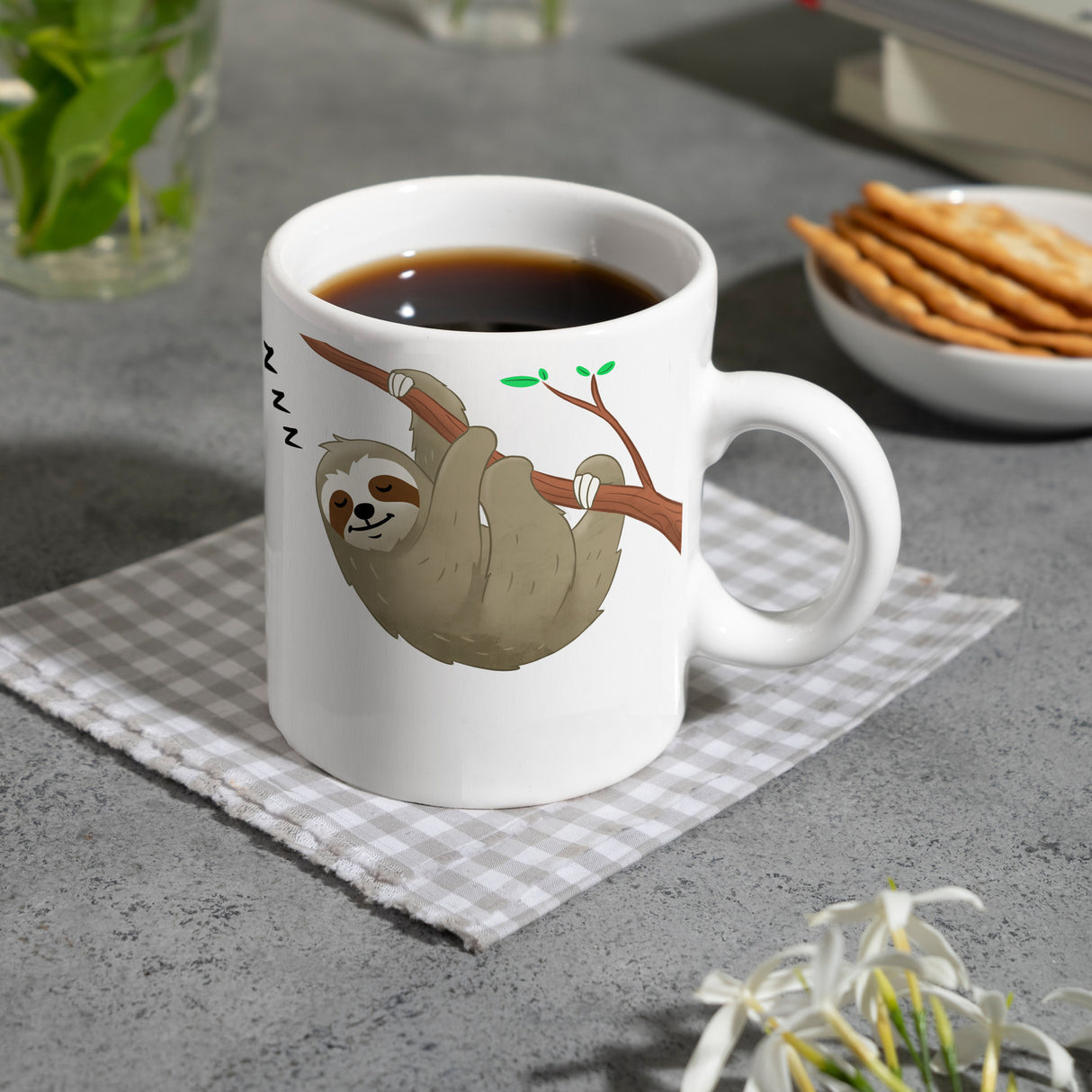 Weck mich wenn es Freitag ist Kaffeebecher mit süßem Faultier