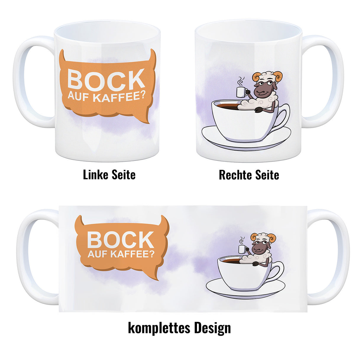 Bock auf Kaffee? Kaffeebecher mit lustigem Schafsbock
