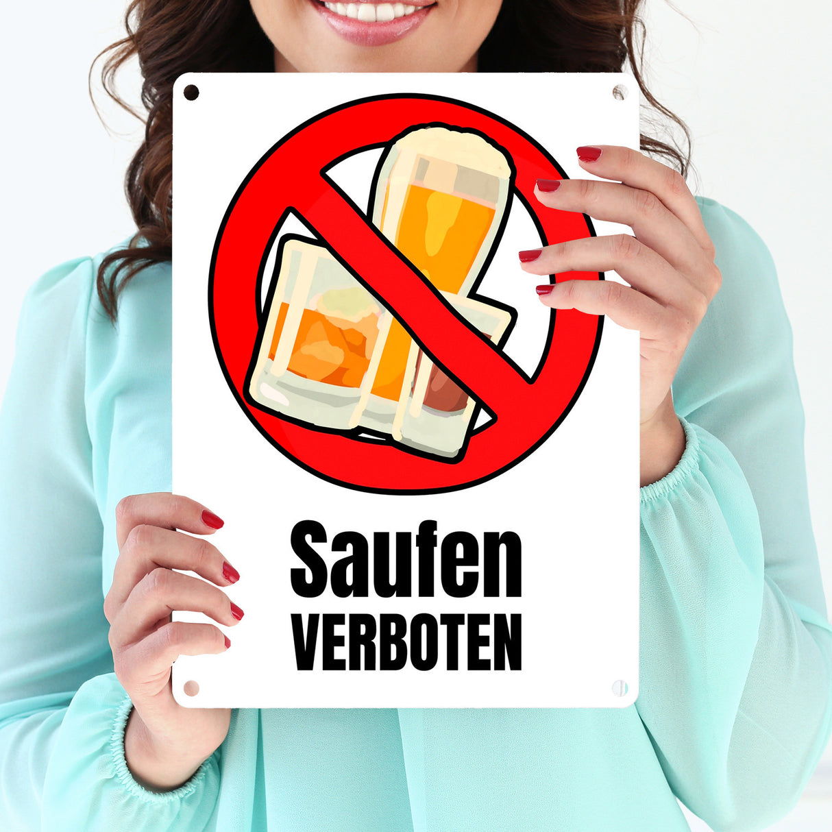 Saufen verboten Verbotsschild im Comic-Stil
