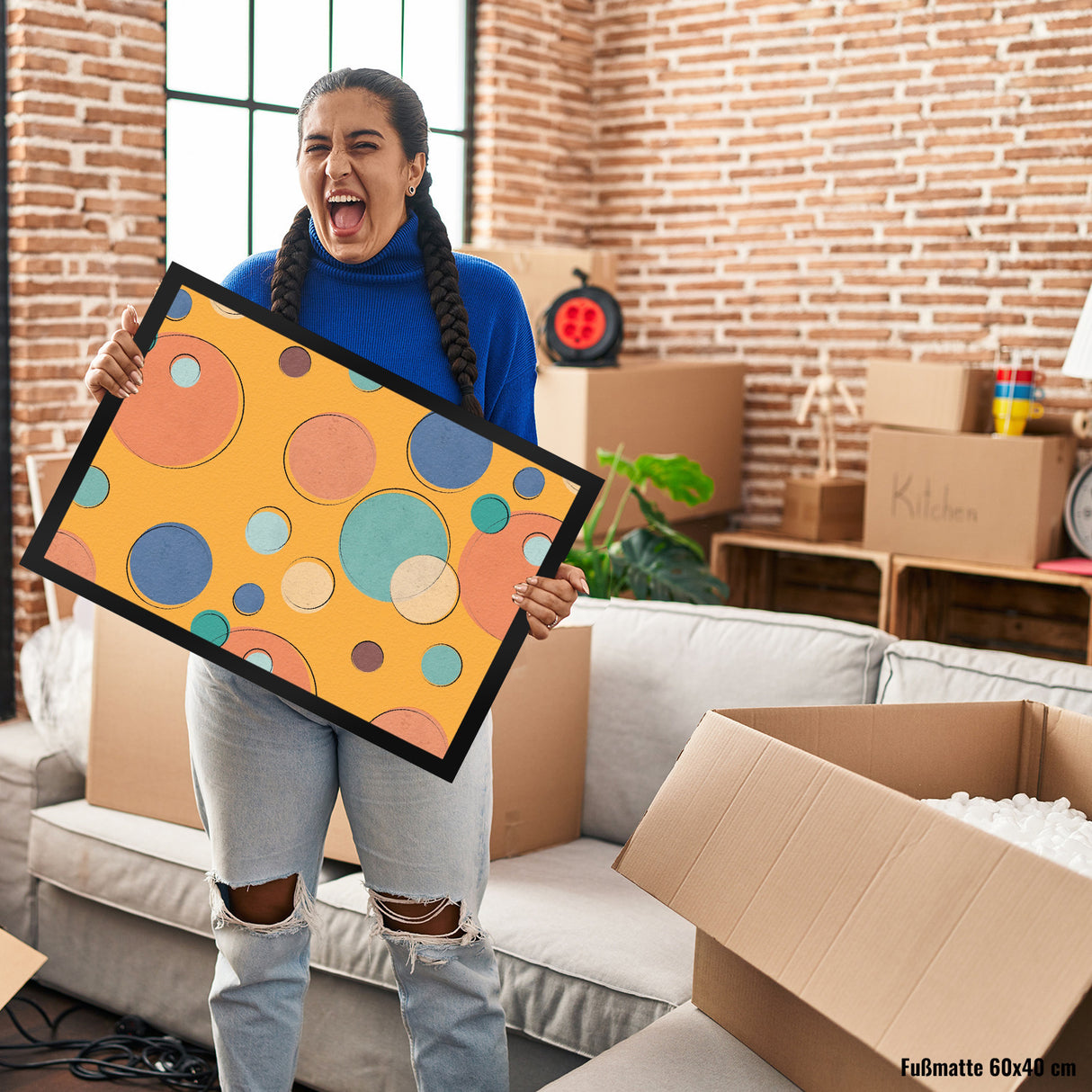 Bunte Kreise Design Fußmatte mit schönem buntem Muster