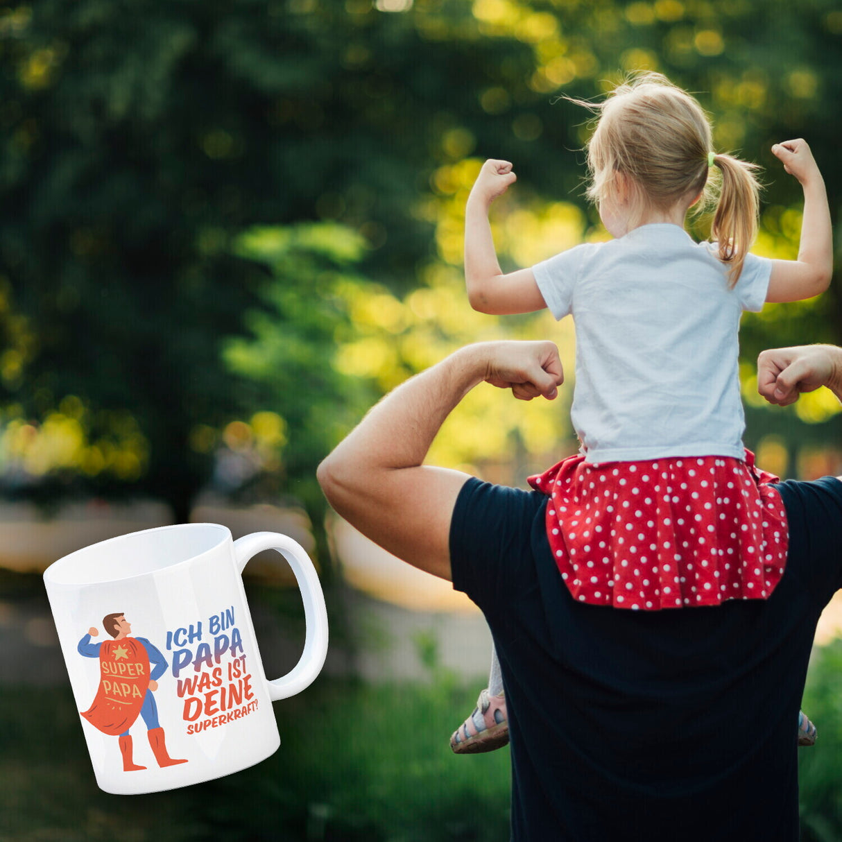 Ich bin Papa was ist deine Superkraft Kaffeebecher mit Superheldmotiv