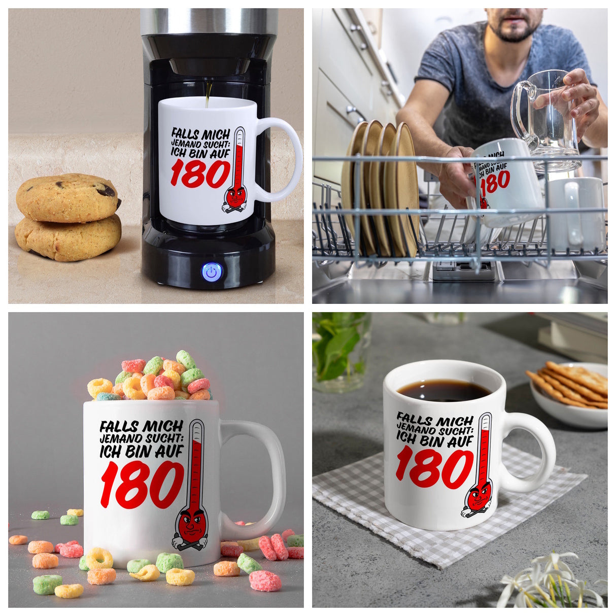 Falls mich jemand sucht: Ich bin auf 180 Kaffeebecher mit lustigem Spruch und Cartoon