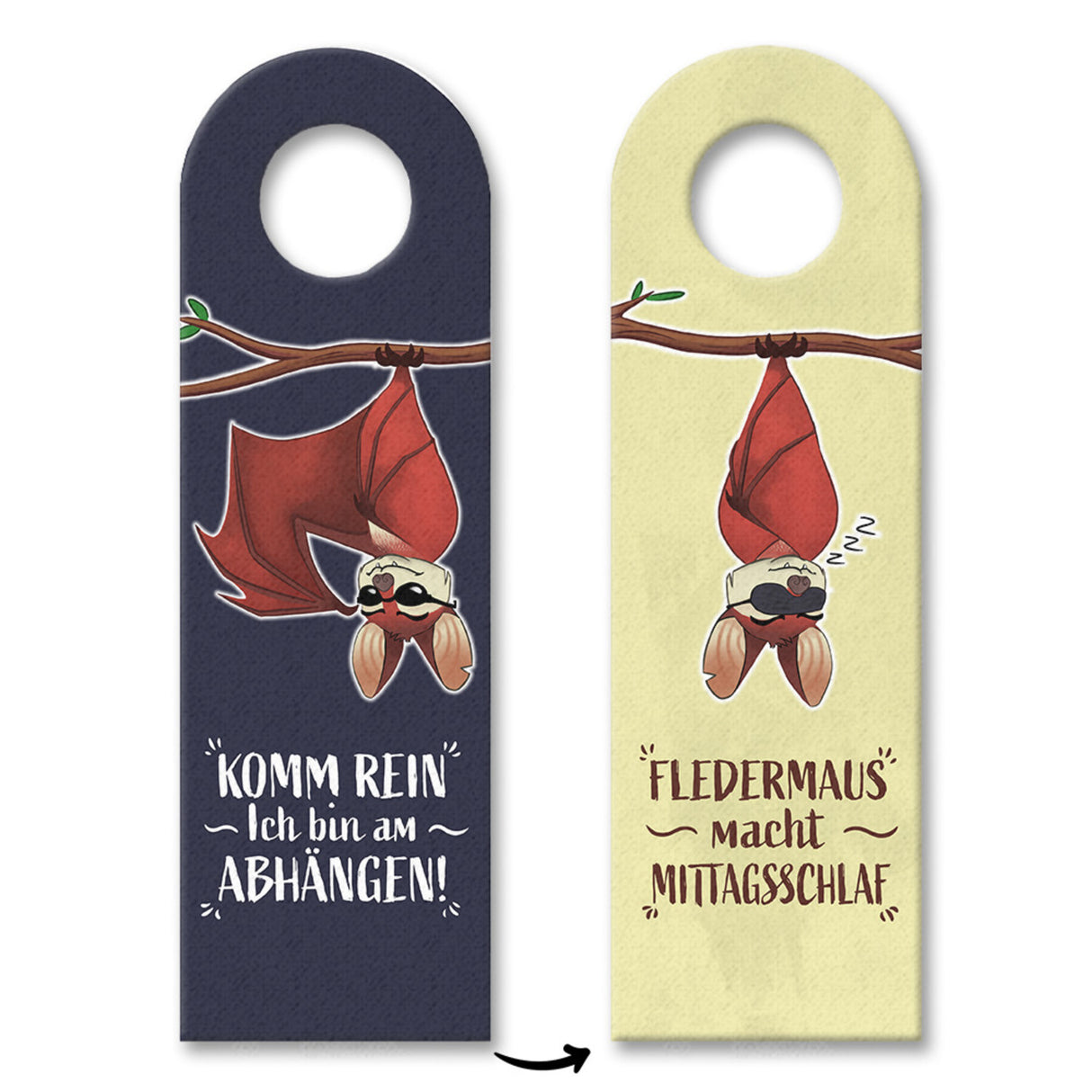 Komm rein ich bin am abhängen oder Fledermaus macht Mittagsschlaf Türhänger mit lustiger Fledermaus