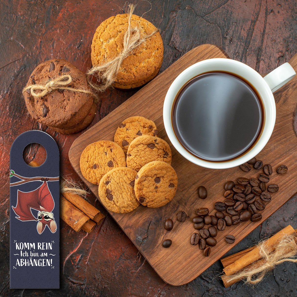 Komm rein ich bin am abhängen oder Fledermaus macht Mittagsschlaf Türhänger mit lustiger Fledermaus