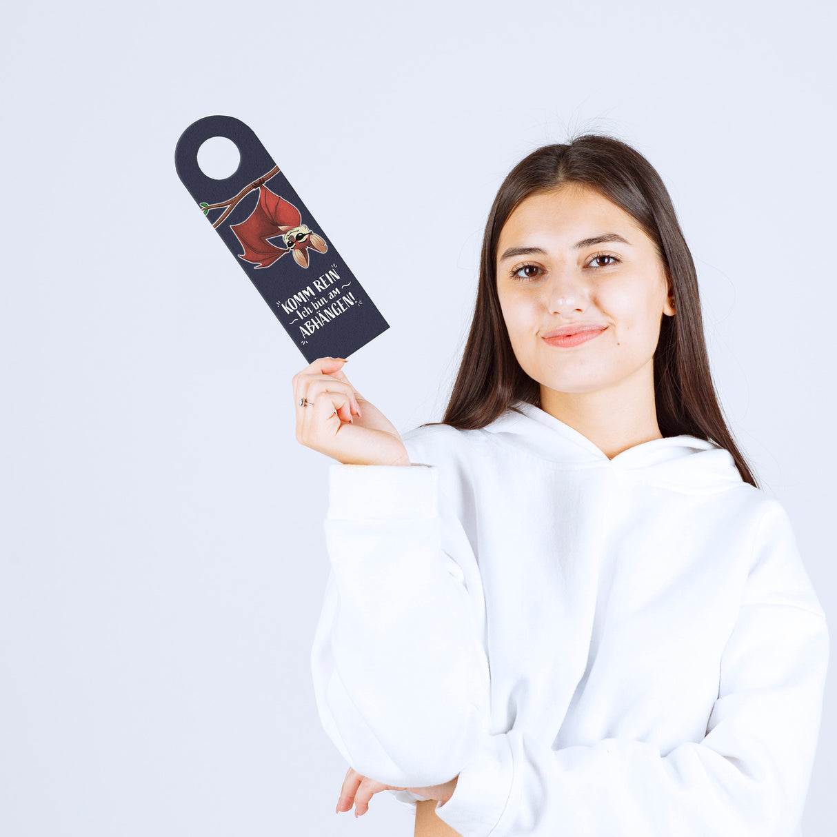 Komm rein ich bin am abhängen oder Fledermaus macht Mittagsschlaf Türhänger mit lustiger Fledermaus