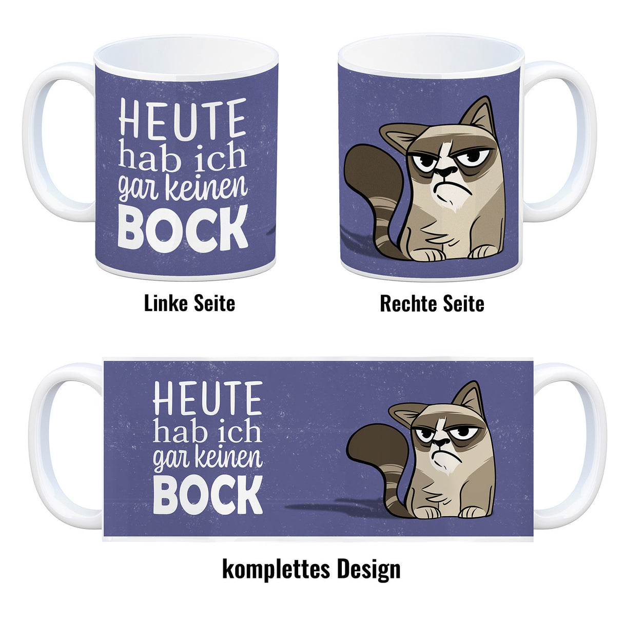 Heute hab ich gar keinen Bock Kaffeebecher mit der lustigen grummeligen Katze