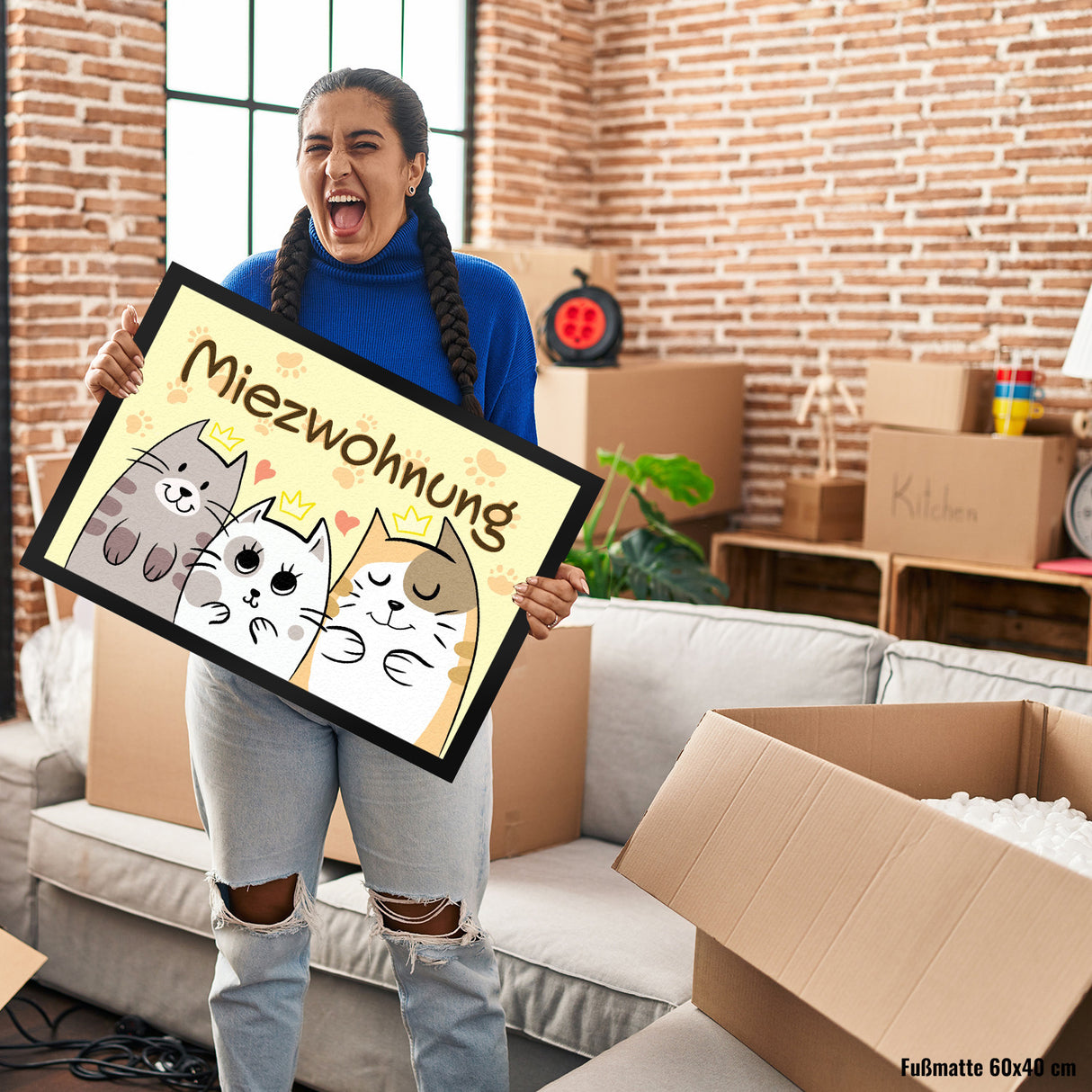 Miezwohnung Fußmatte mit drei süßen Katzen für alle Katzenliebhaber