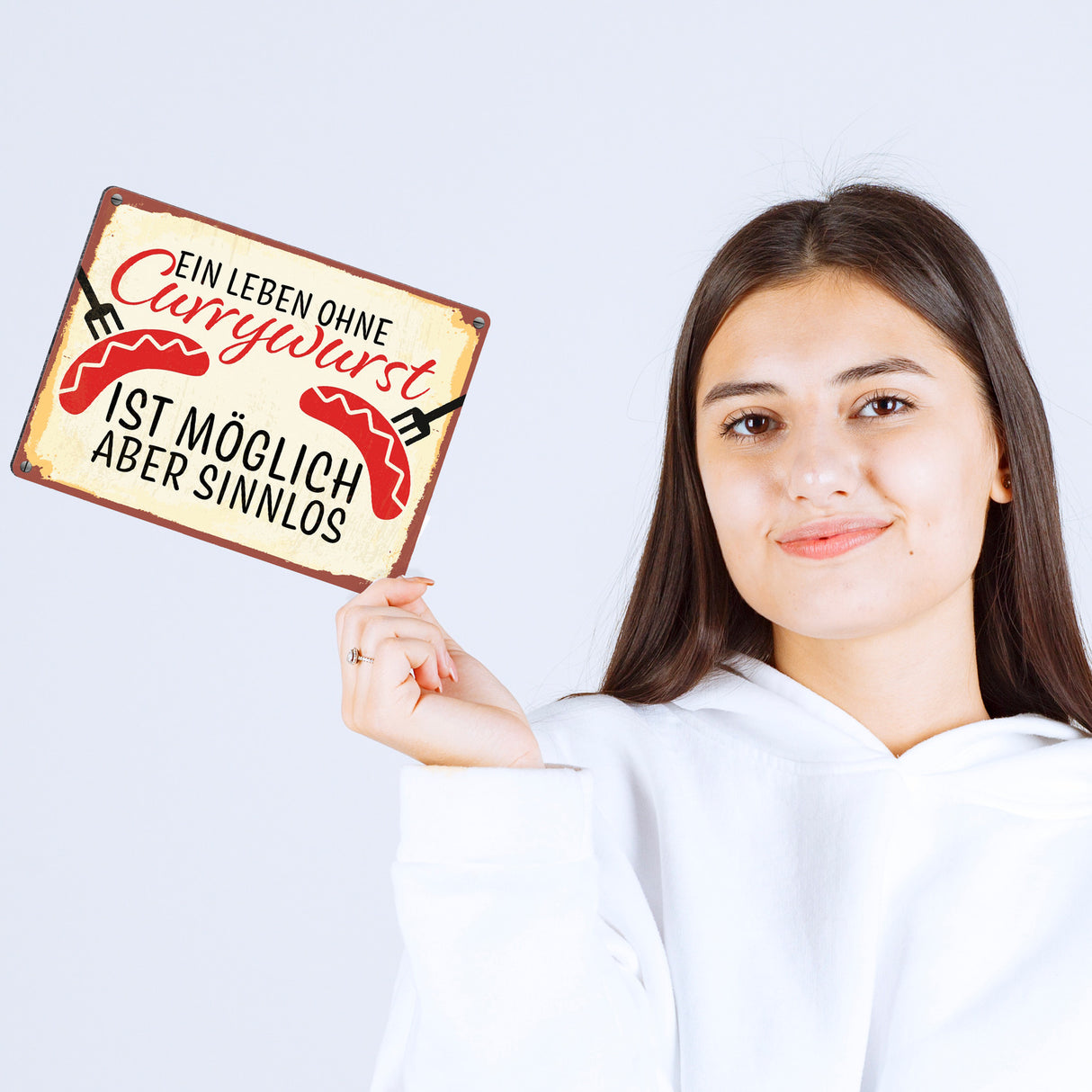 Ein Leben ohne Currywurst ist möglich, aber sinnlos Metallschild mit Wurstmotiv