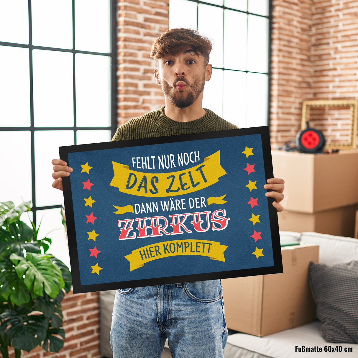 Fehlt nur noch das Zelt, dann wäre der Zirkus hier komplett Fußmatte mit buntem Zirkusdesign