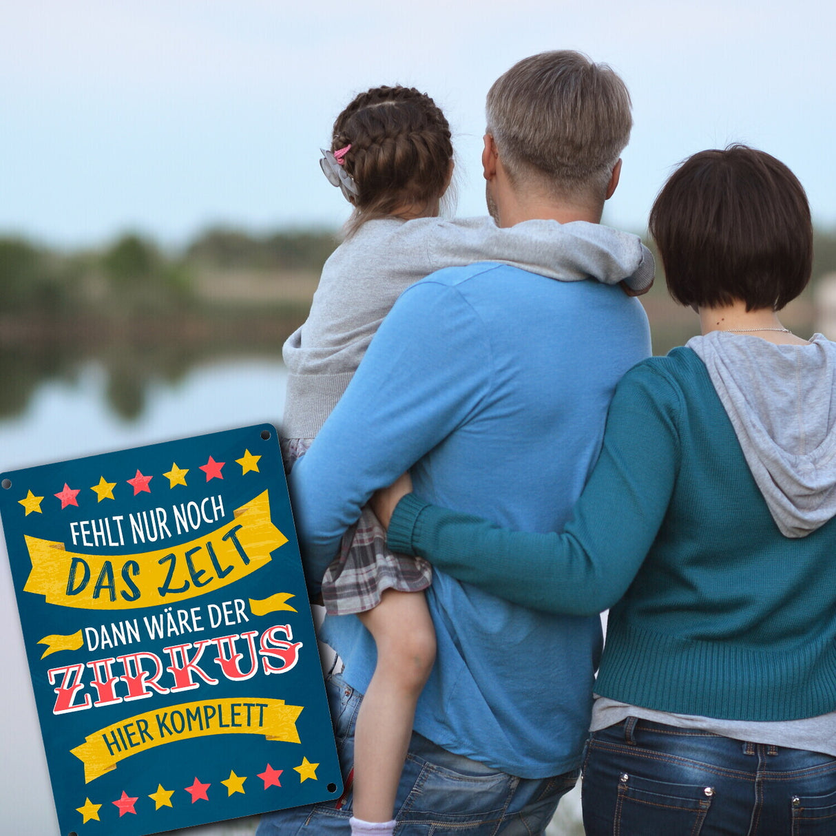 Fehlt nur noch das Zelt, dann wäre der Zirkus hier komplett Metallschild mit buntem Zirkusdesign