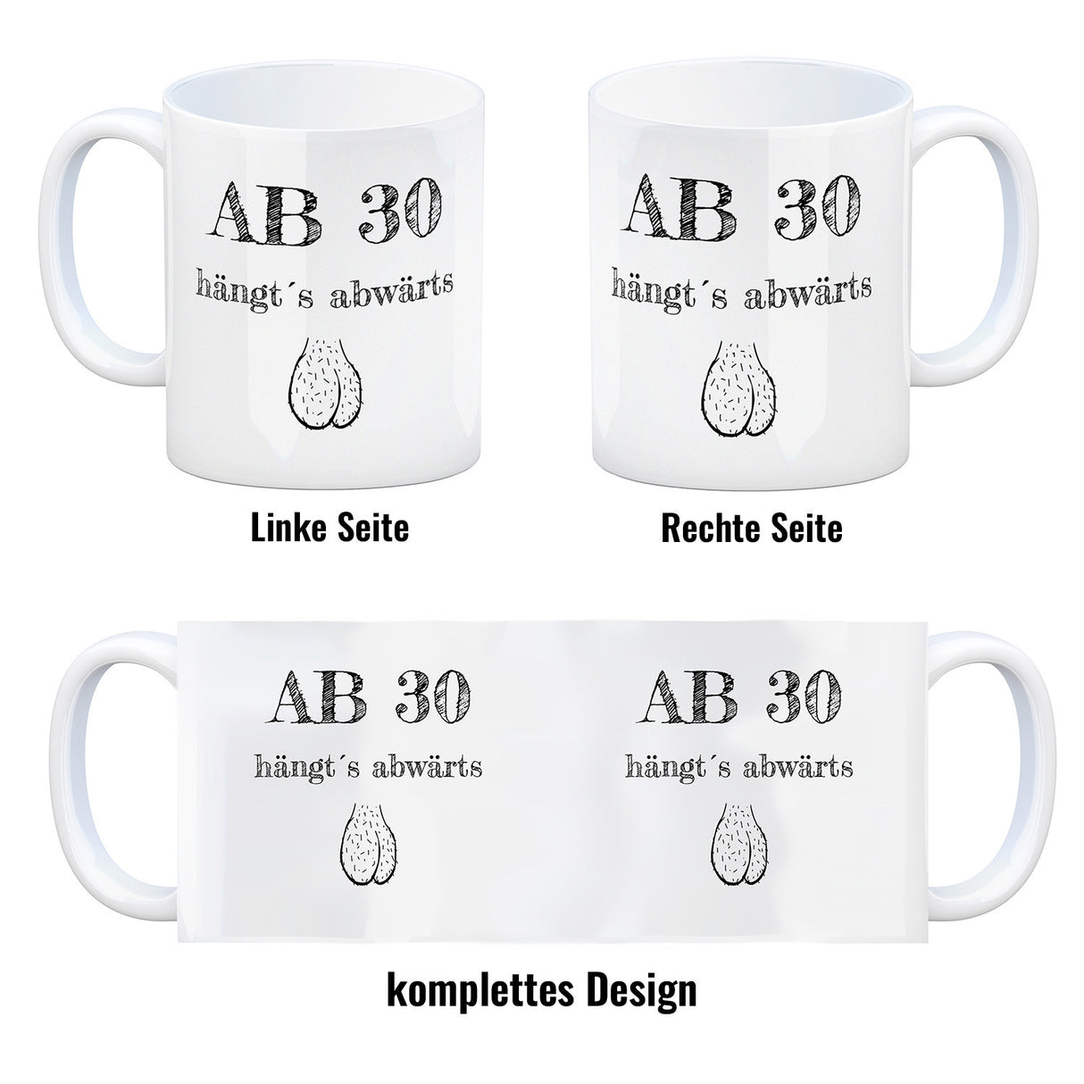 Ab 30 hängt´s abwärts Kaffeebecher