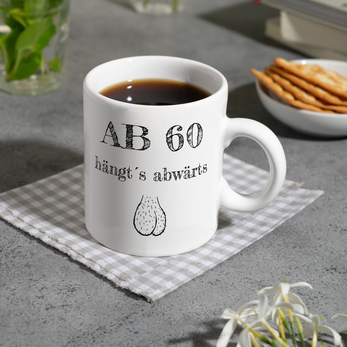 Ab 60 hängt´s abwärts Kaffeebecher