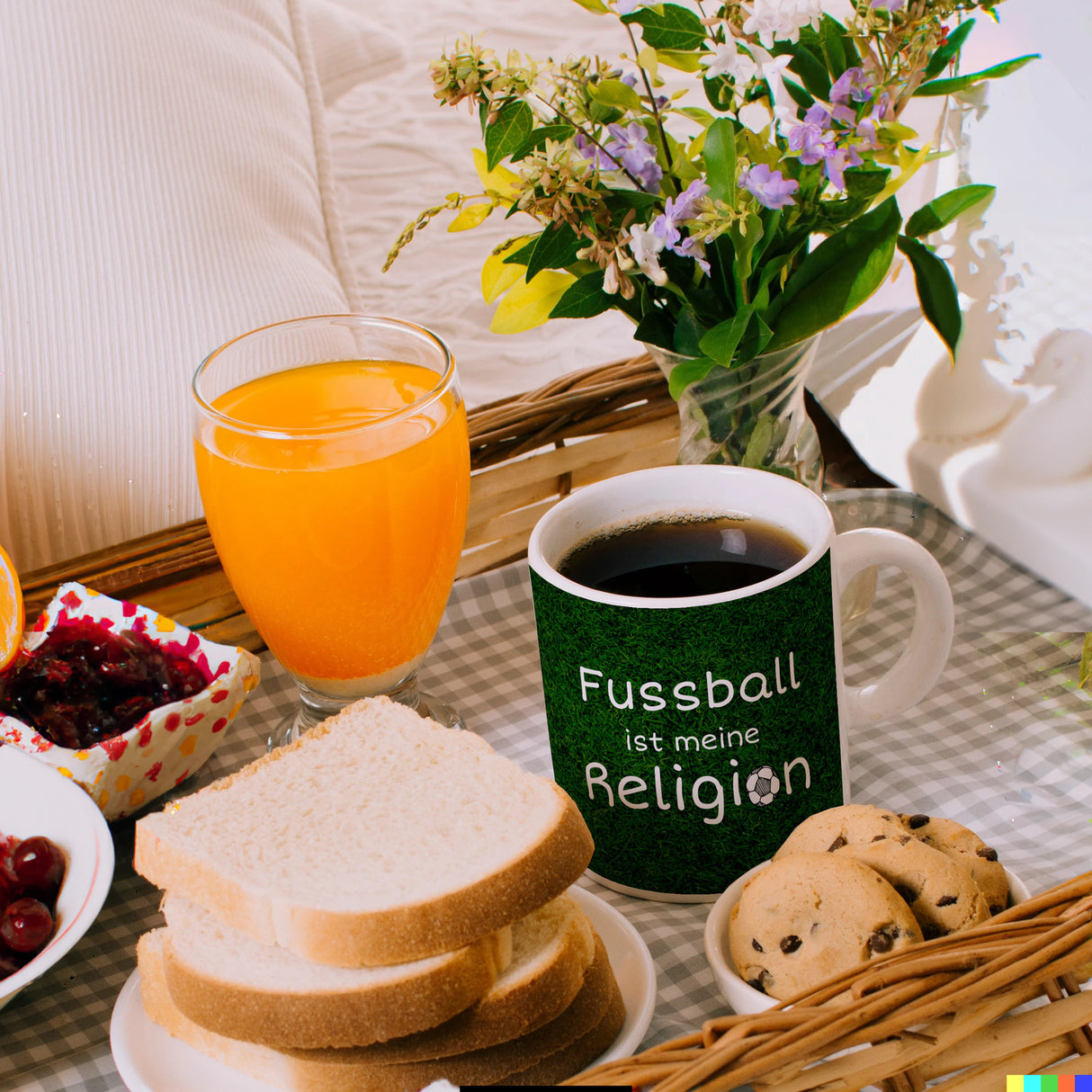 Fussball ist meine Religion Kaffeebecher mit Fussballmotiv